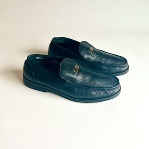Men’s Cartelo Black Genuine Leather Rubber Outsole Loafers size 255mm, US 10